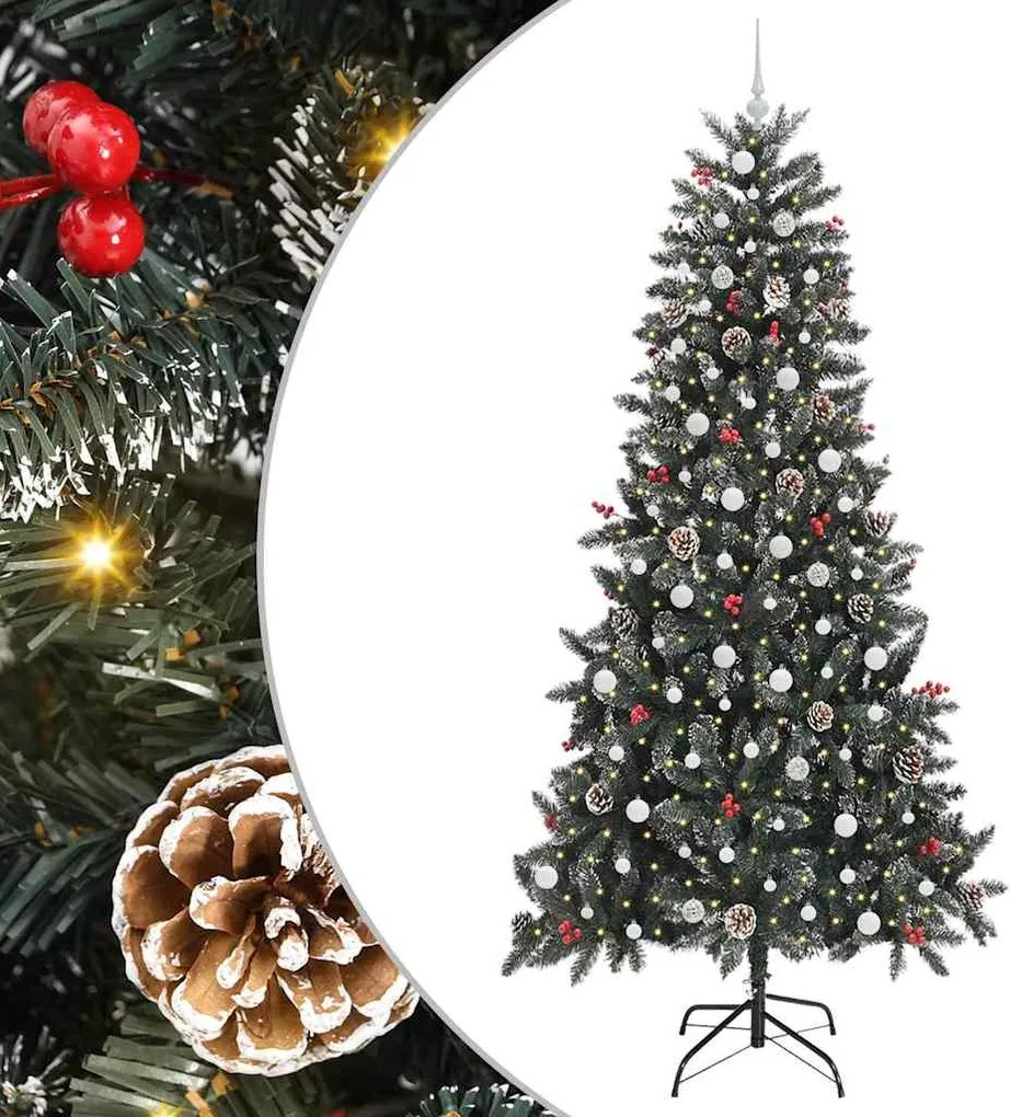 vidaXL Mű karácsonyfa 300 LED-del Zöld 240 cm PVC és Műanyag és Acél
