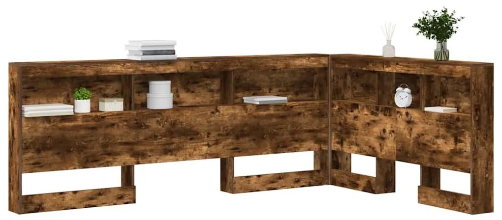 Tároló fejtámla polcokkal Füstölt tölgy 120 cm Faanyag