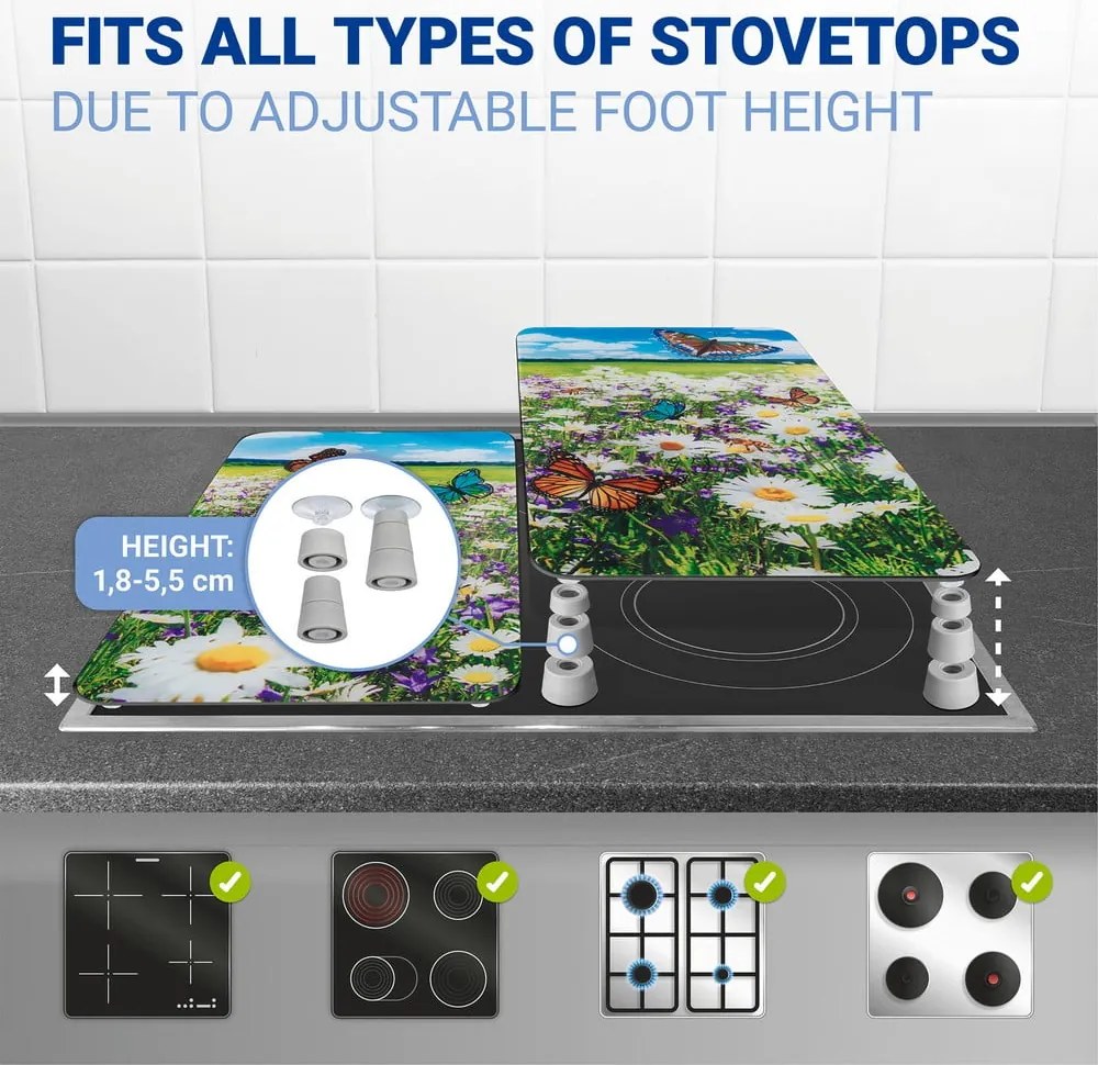 Edzett üveg tűzhely fedőlap szett 2 db-os 52x30 cm Summer Meadow – Maximex