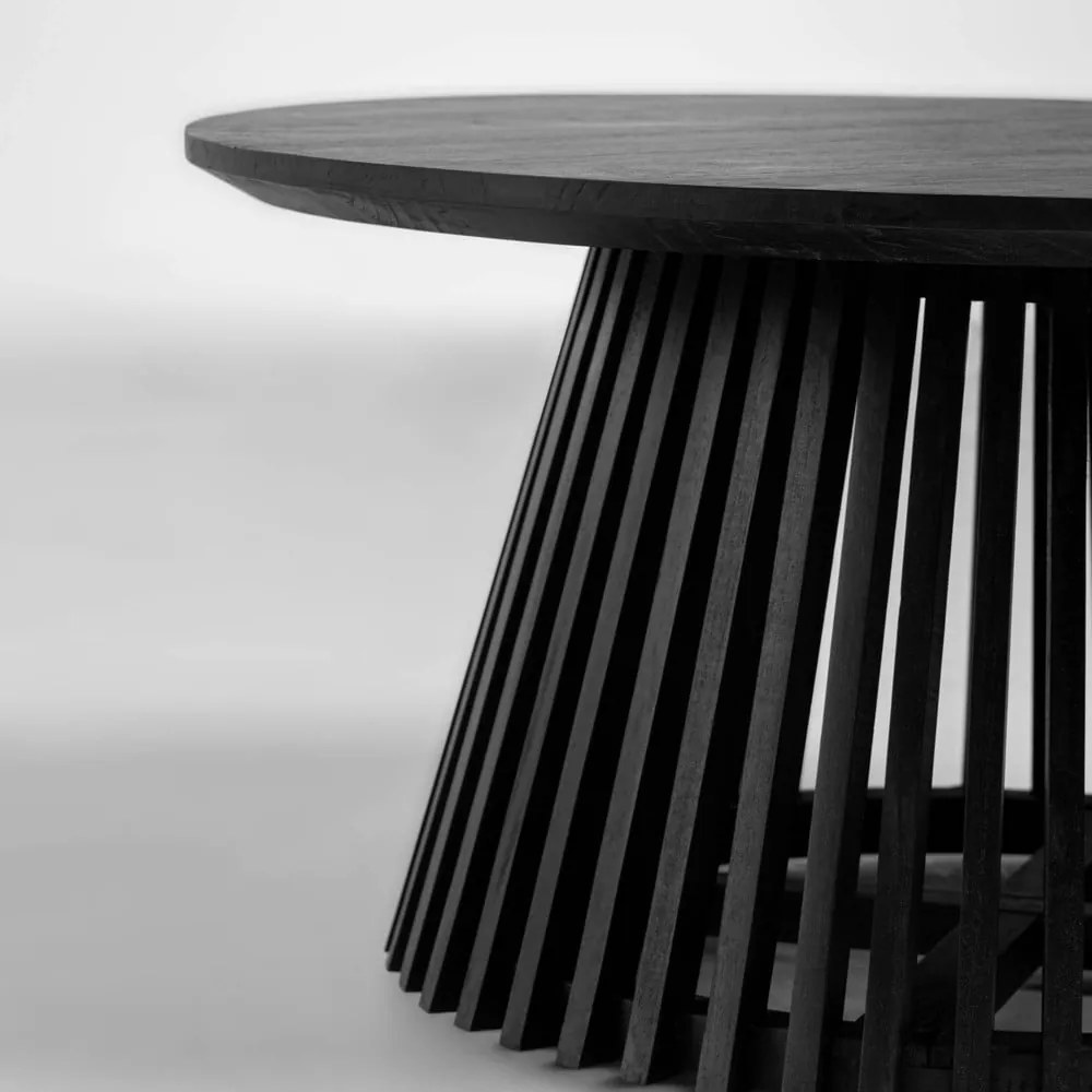 Irune fekete teakfa dohányzóasztal, ⌀ 80 cm - Kave Home