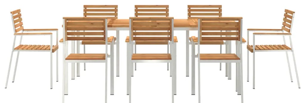 9 Részes Kerti Étkező Szett Tömör Fa Tíke