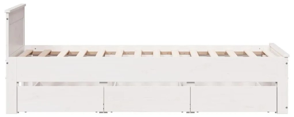 fehér tömör fenyőfa ágy matrac nélkül fejtámlával 90 x 200 cm