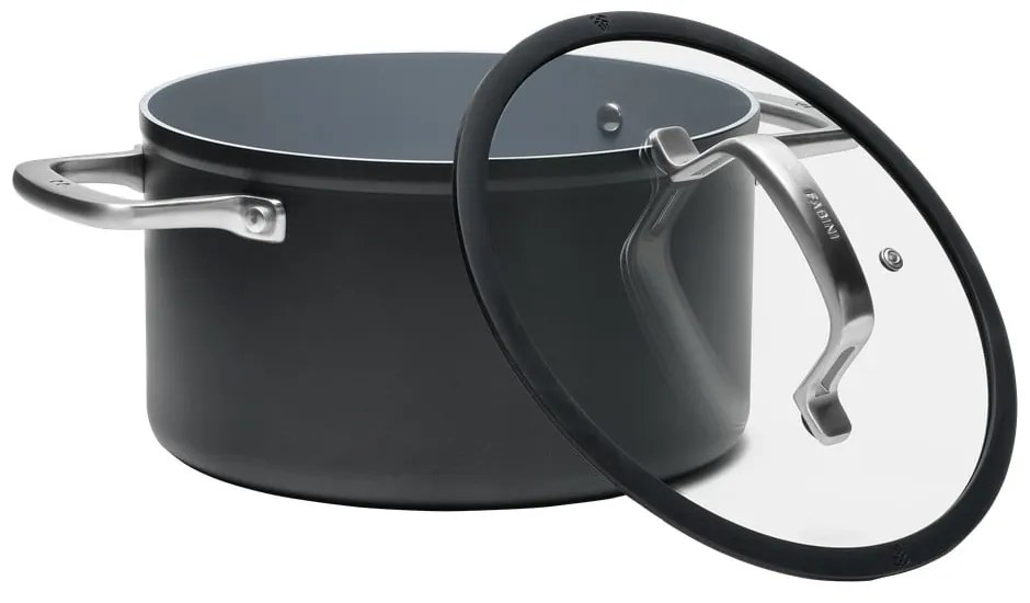 Indukciós tűzhelyhez alkalmas edény fedővel-kerámia felülettel 5,5 l Meda 3.0 – FABINI