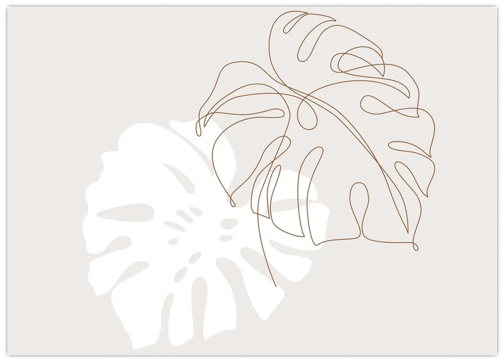 Üveg kép - Line art monstera N⁰2 (70x50 cm)