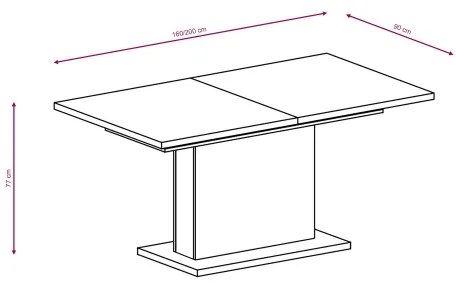 Bővíthető étkezőasztal STRAP, beton szürke