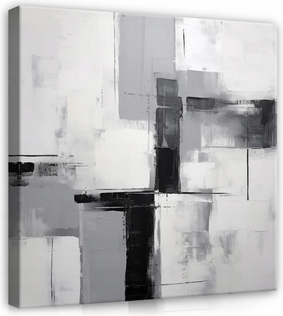 Vászonkép Absztrakt Szürke Fekete Négyzet Vászon Fal Nappali 40x40