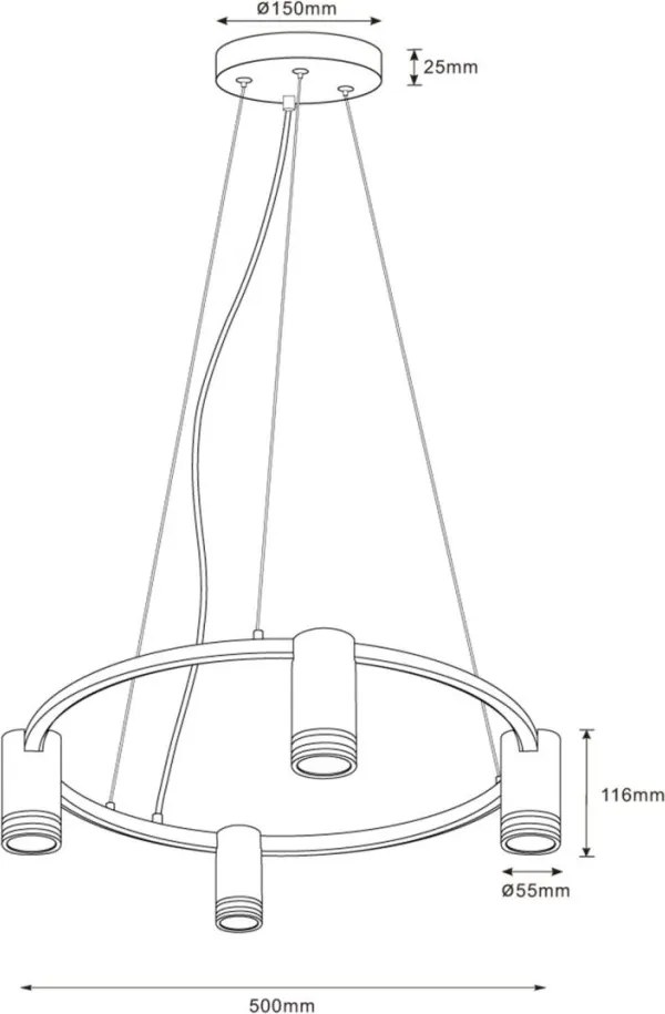 POLUX 327567 ROMA Modern Led Függesztett Lámpa Fekete GU10 IP20