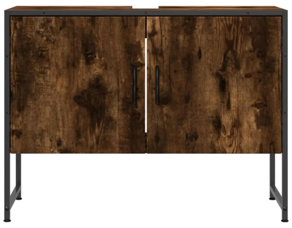 füstös tölgy szerelt fa fürdőszobai mosdószekrény 80x33x60 cm
