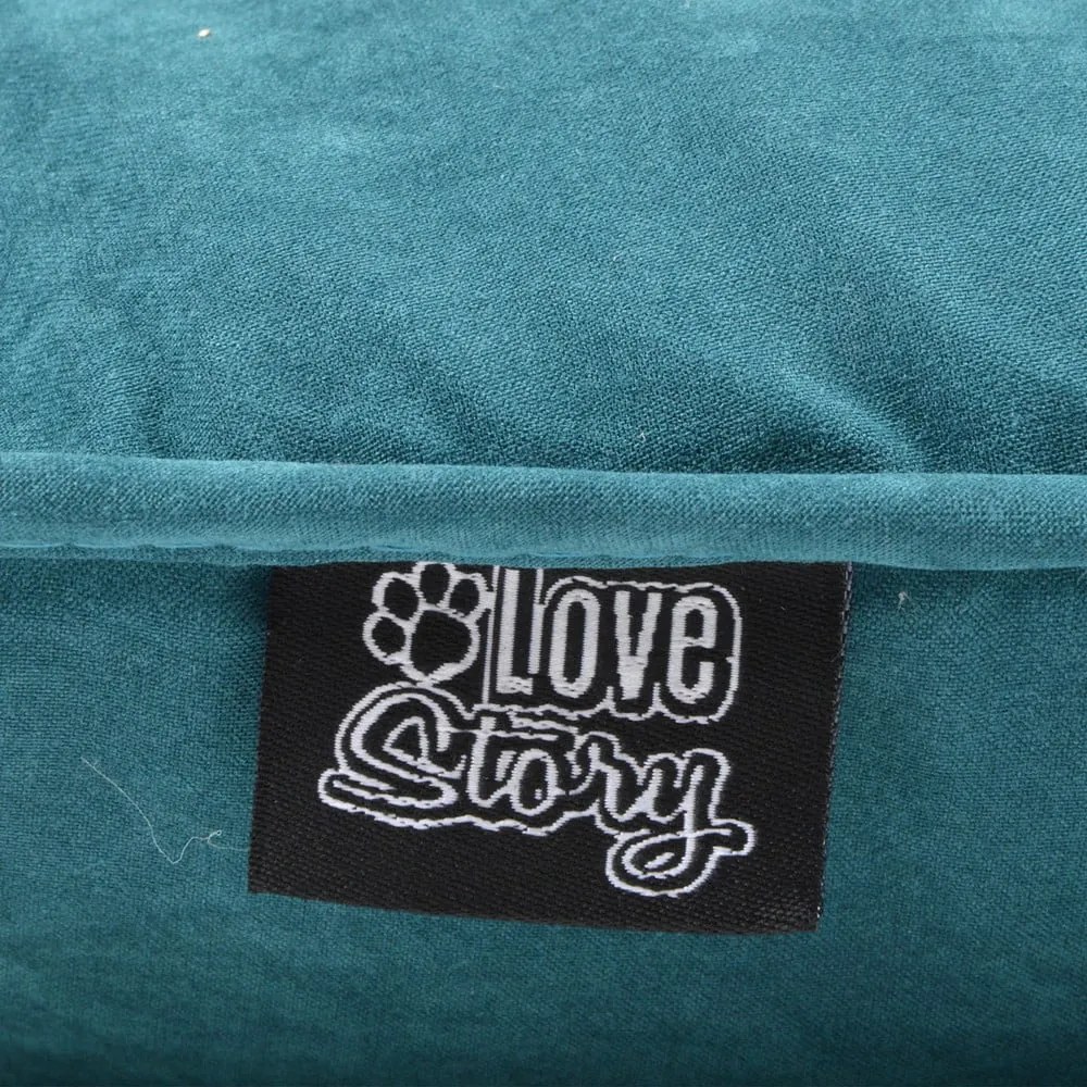 Petróleumkék fekhely kutyáknak 52x69 cm – Love Story