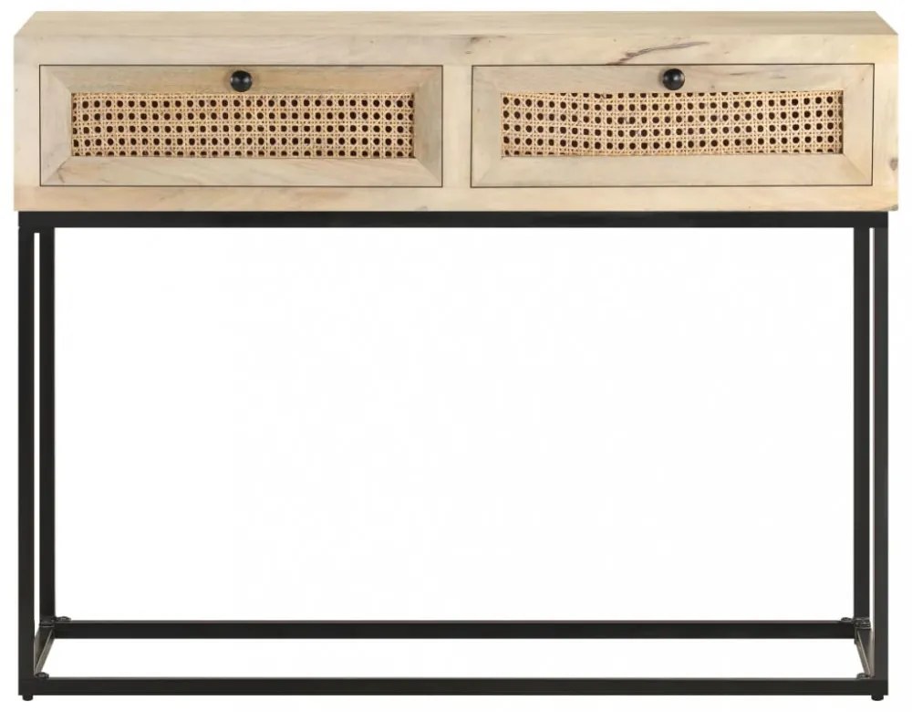 tömör mangófa és természetes nád tálalóasztal 100 x 35 x 76 cm