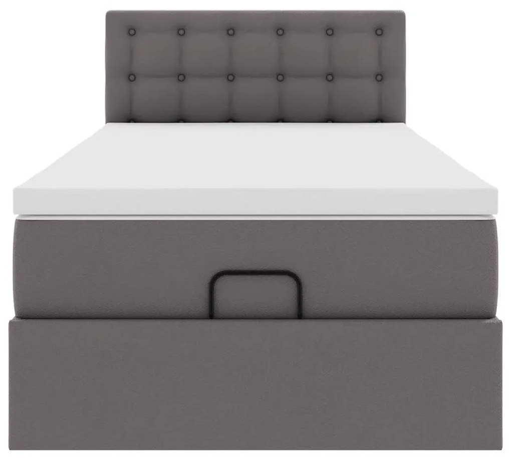 szürke műbőr ottomán ágy matraccal 90x200cm