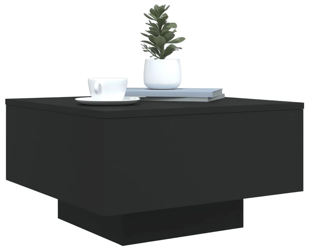 fekete dohányzóasztal LED-lámpákkal 55 x 55 x 31 cm