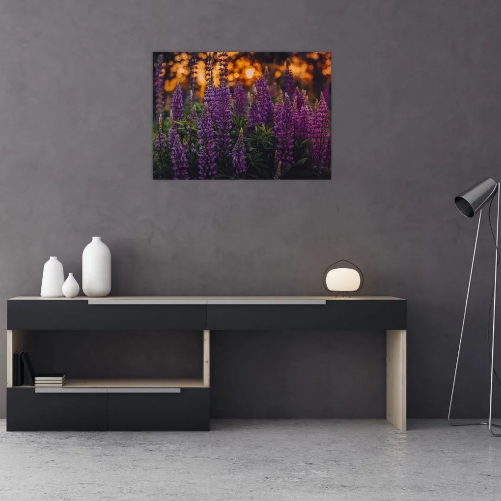 Egy csillagfürt virág képe (üvegen) (70x50 cm)