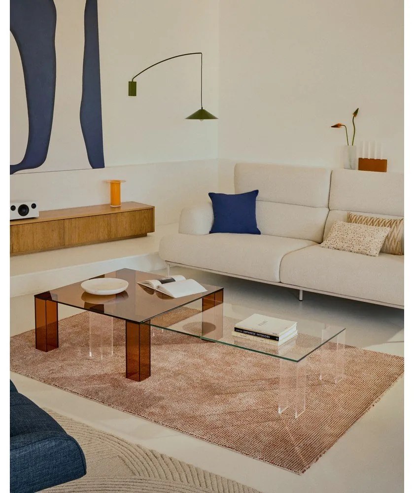 Barna üveg dohányzóasztal 85x85 cm Adularia – Kave Home