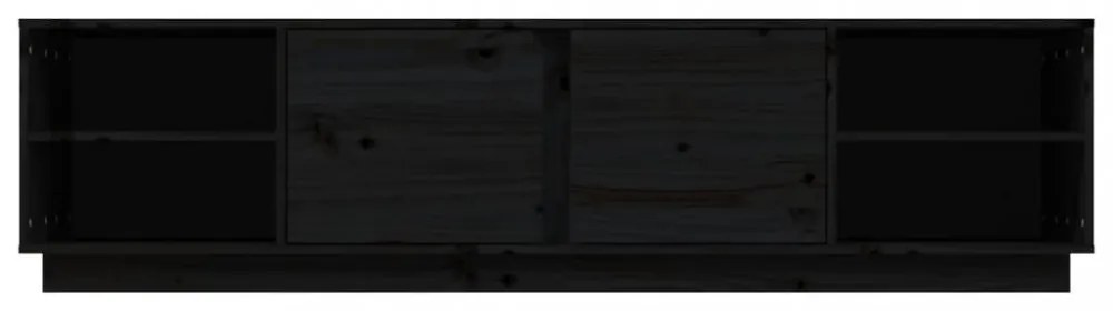 fekete tömör fenyőfa TV-szekrény 156 x 40 x 40 cm