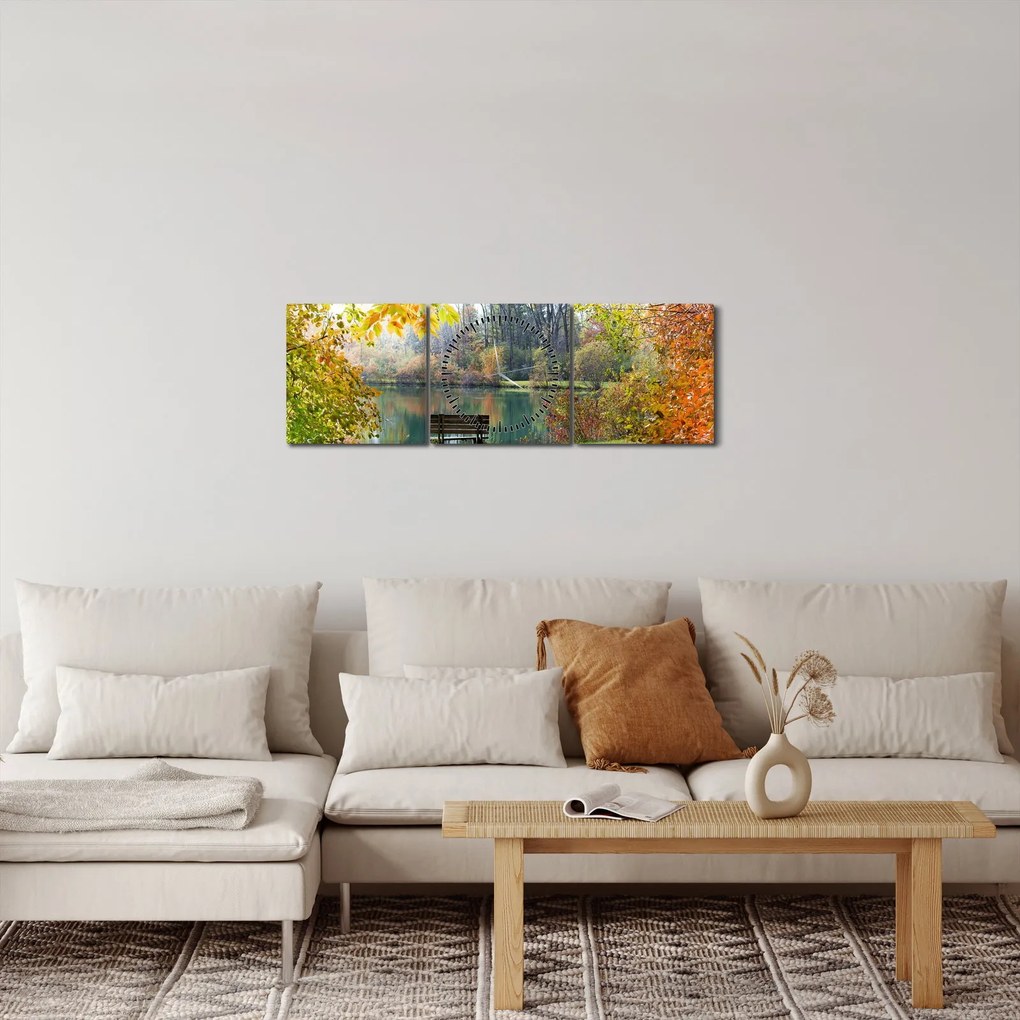 Egy tó képe (órával) (90x30 cm)