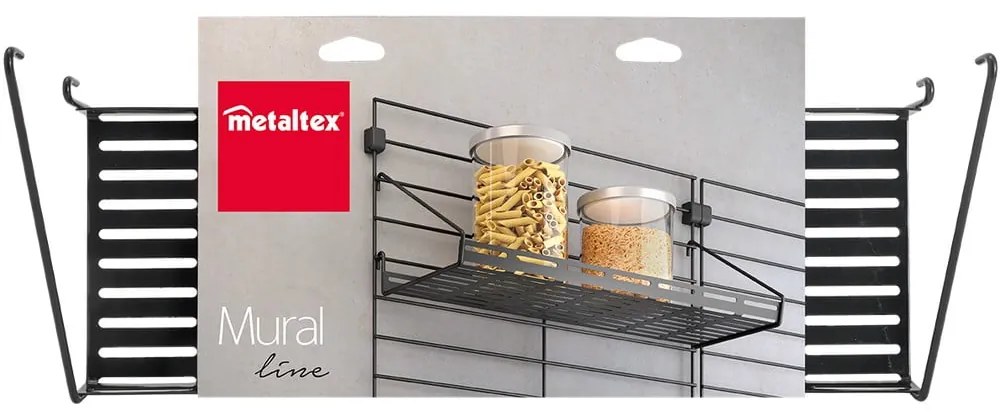 Fekete fém bútorelem - polc 43x15 cm Mural – Metaltex