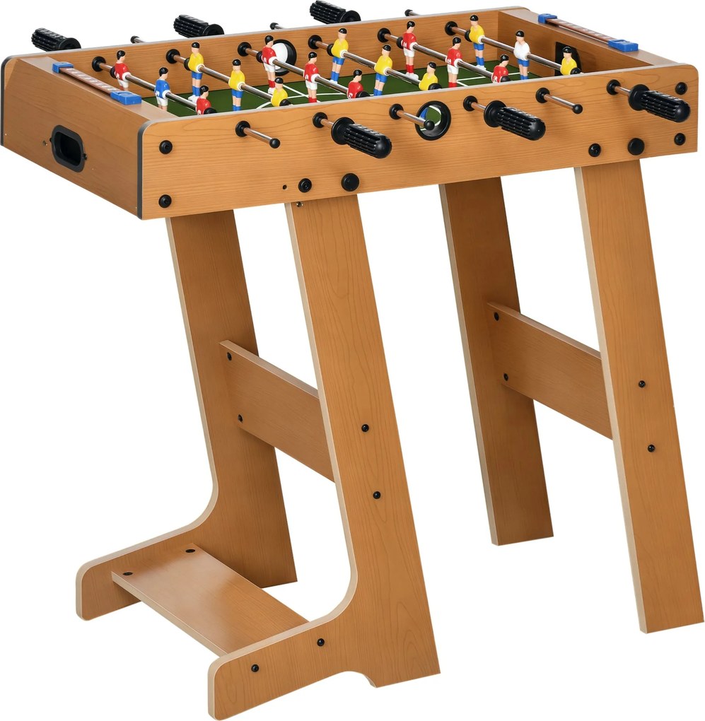 HOMCOM Összecsukható Futballasztal Gyerekeknek és Felnőtteknek - Fa Futballasztal 69x37x70 cm 2 Labdával, 6 Fogantyúval, 2 Pontozóval, 18 Játékossal |