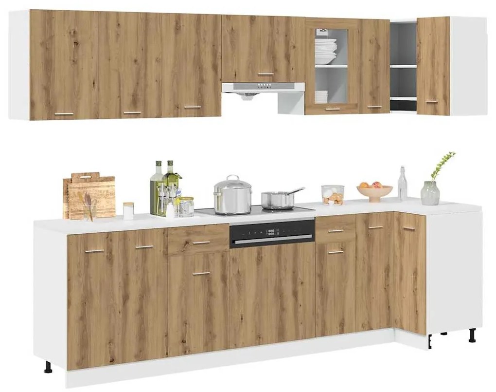 Lyon 11 darabos konyhaszekrény készlet Kézműves tölgy műszaki fa