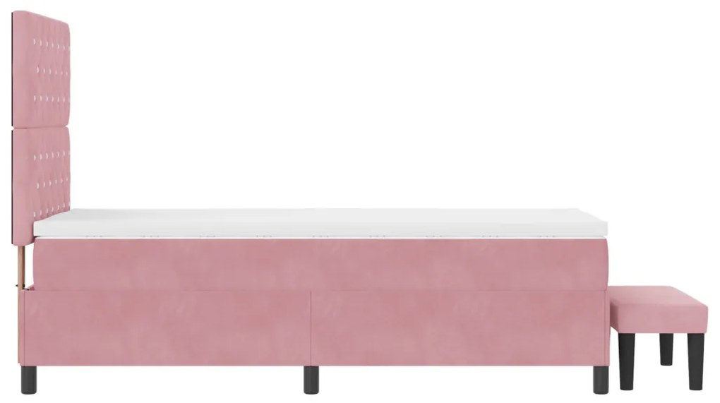 Box Spring Ágy Matraccal és Paddal Rózsaszín 90x190 cm Bársony