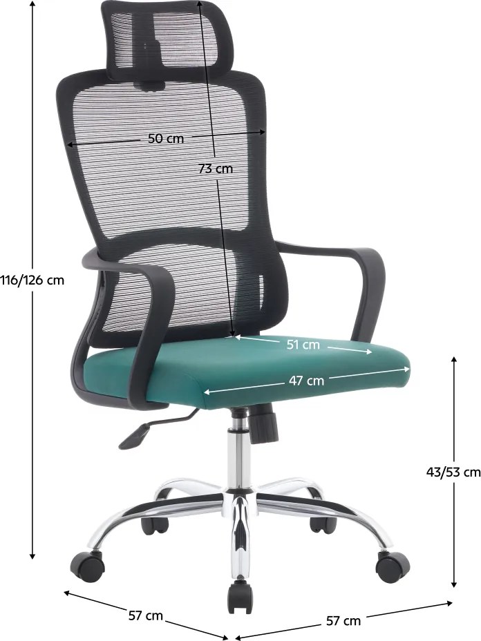 Irodai szék, fekete/zöld/króm, teherbírás 150 kg, RANDY