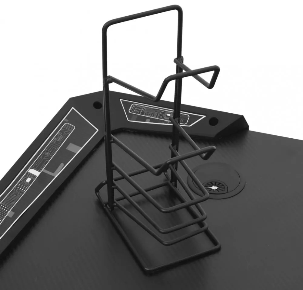 fekete Y-lábú LED-es gamer asztal 110 x 60 x 75 cm