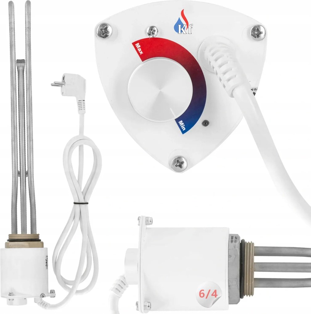 Univerzális Fűtőtest Termosztáttal 6/4 DN40 3000W Bojlerhez 3kW Lengyel