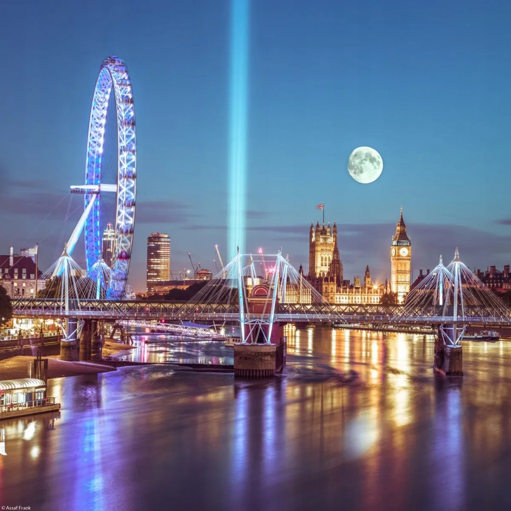 Poszter 30x30cm London panoráma a folyó túloldalán, Assaf Frank