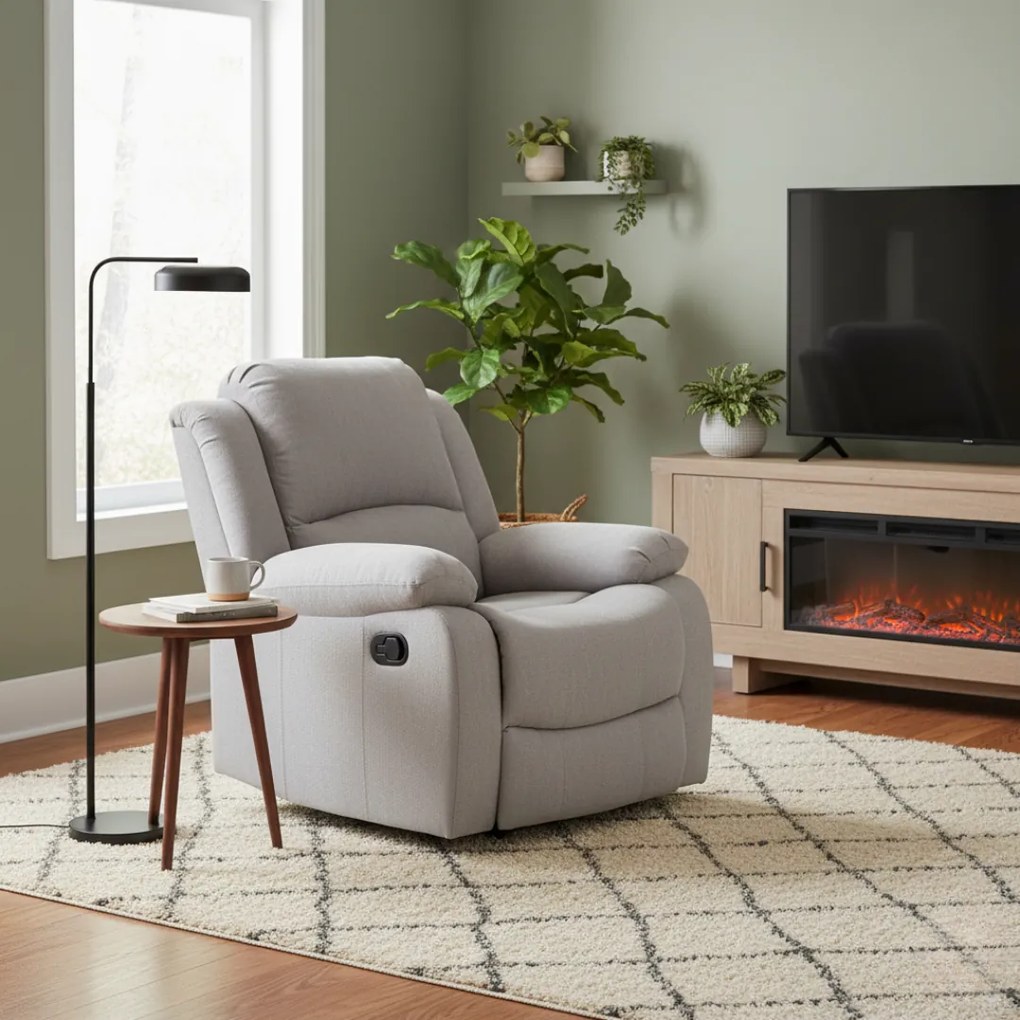 Pihentető fekvőszék, világos szürke szövet, ASKOY NEW