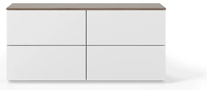 Fehér komód diófa dekoros fiókokkal és fedlappal, 120 x 54 cm Join - TemaHome