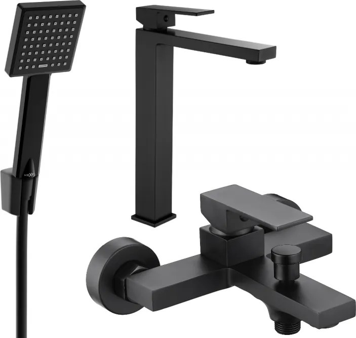 Mexen Uno R45 fürdőkád készlet, fekete - 71413R45-70