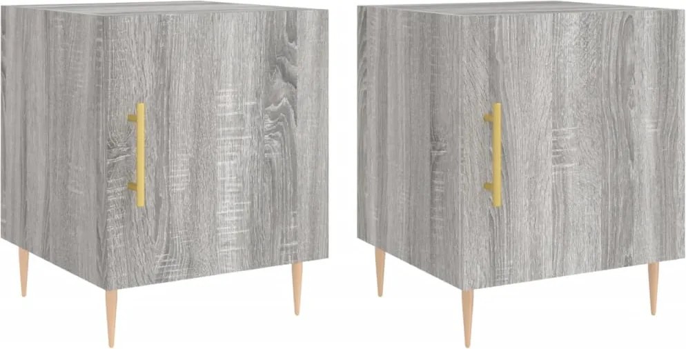vidaXL 2 db szürke sonoma színű szerelt fa éjjeliszekrény 40x40x50 cm