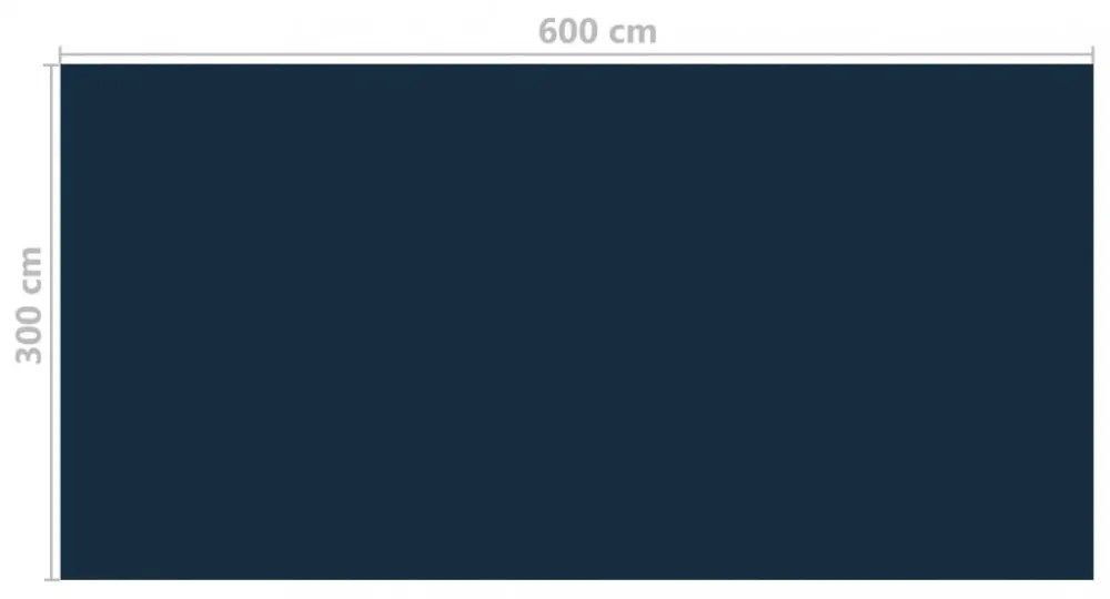 fekete és kék napelemes lebegő PE medencefólia 600 x 300 cm