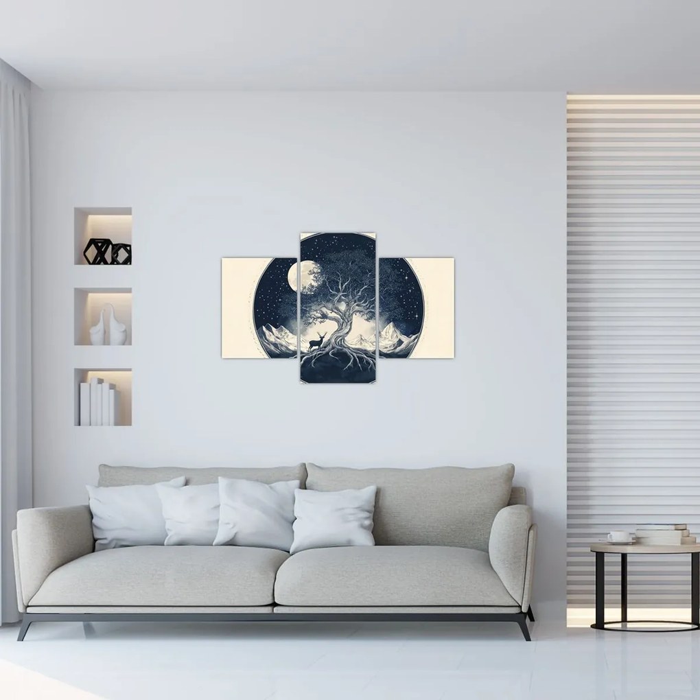 Kép – Mágikus fa szarvassal I. (90x60 cm)