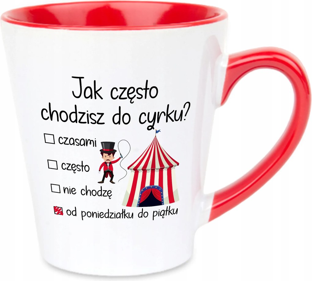 Latte Bögre 350ml Piros Ajándék Egész Hétre Cirkuszban Vegyes