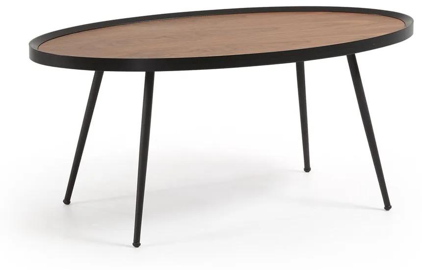Kamelia fekete dohányzóasztal diófa dekor asztallappal - La Forma