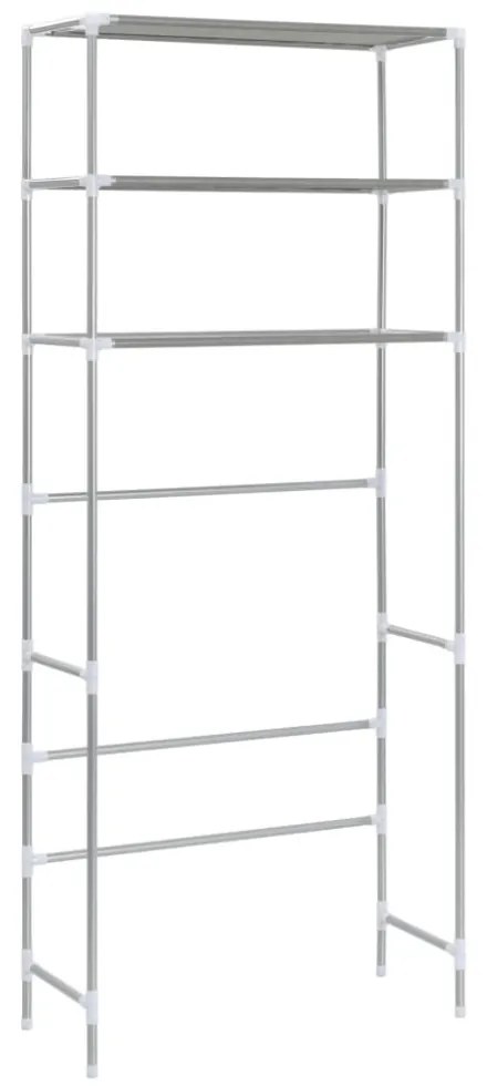 3-szintes ezüstszínű alumínium tárolóállvány 69 x 28 x 169 cm
