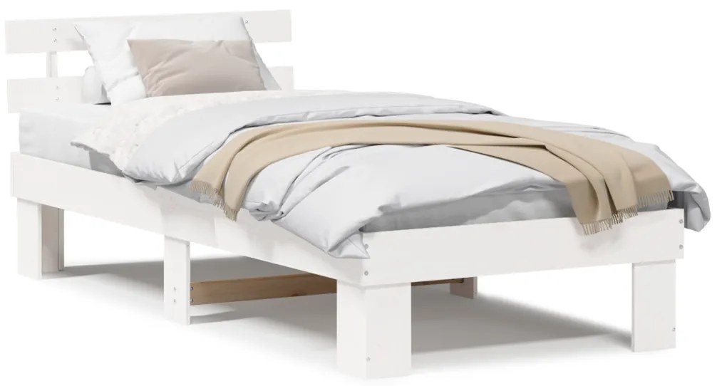 Ágykeret fejtámlával Fehér 100 x 200 cm
