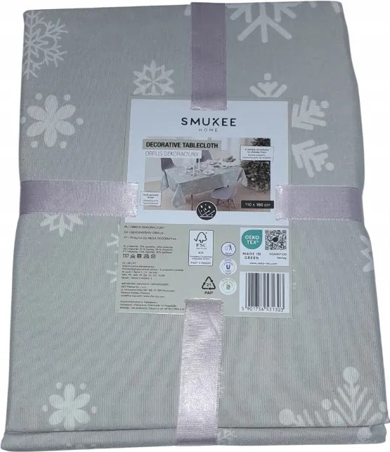 Abrosz dekoratív szürke hópehely mintás 110x160 cm ajándék