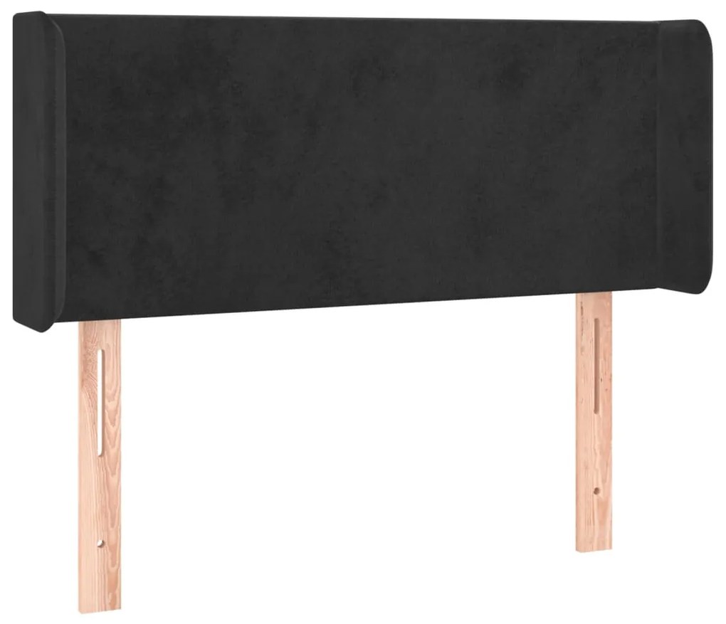 fekete bársony fejtámla szárnyakkal 93x16x78/88 cm