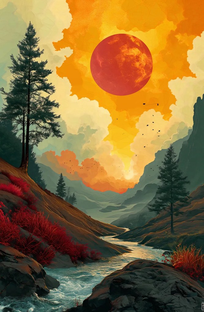 Poszter 53x81cm Vad folyó Alkonyat