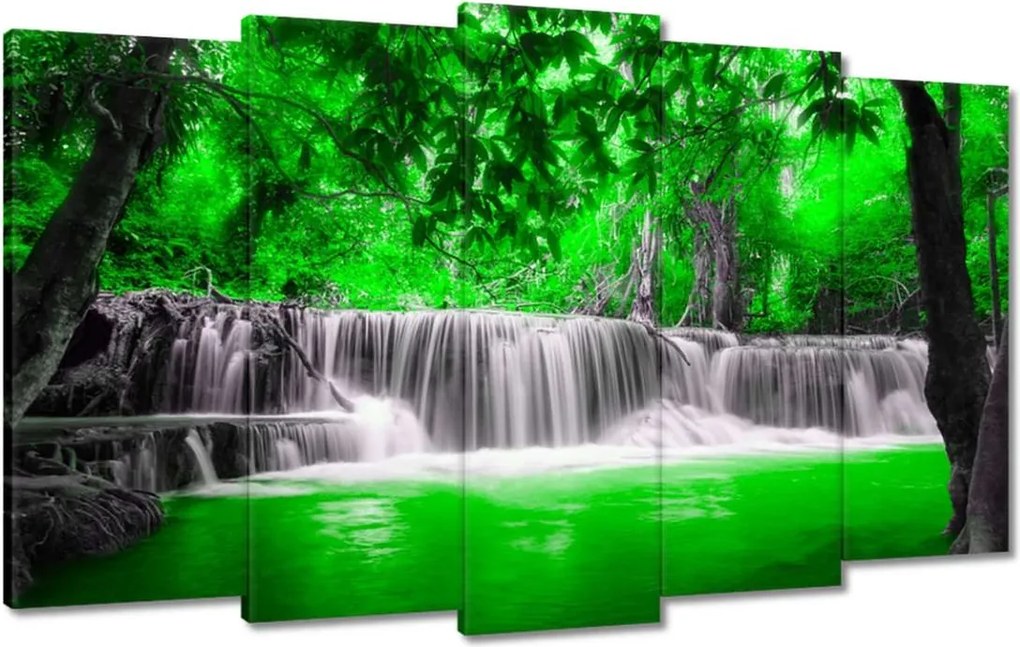Vászonkép 100x60 Zöld vízesés Kaszkád