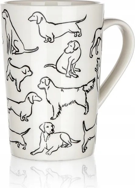 Kerámia bögre Dogs kutyáknak fehér-fekete 450 ml