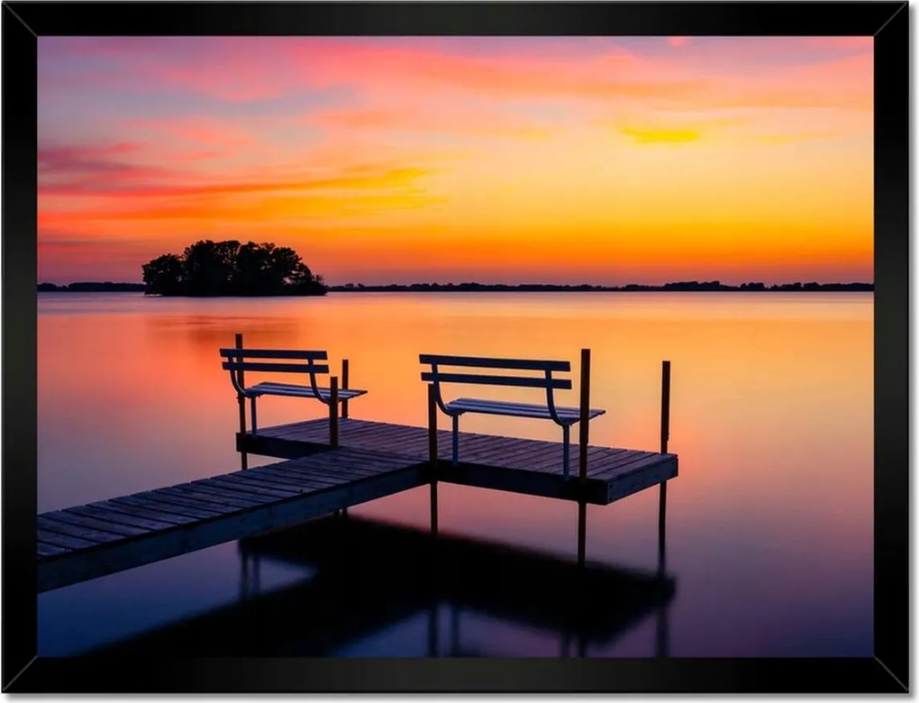 Poszterek keretben 40x30 Naplemente tó
