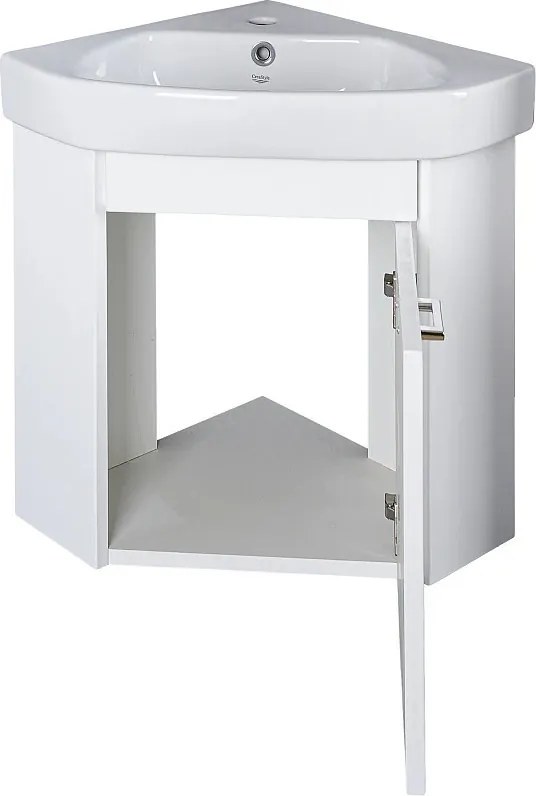 VivaStyle ARDA fali sarokszekrény CeraStyle ARDA porcelán sarokmosdóval 46 x 46 cm - JOBBOS