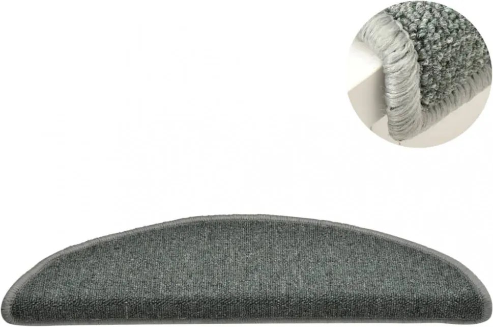 15 db sötétzöld félkör alakú lépcsőszőnyeg 56 x 17 x 3 cm
