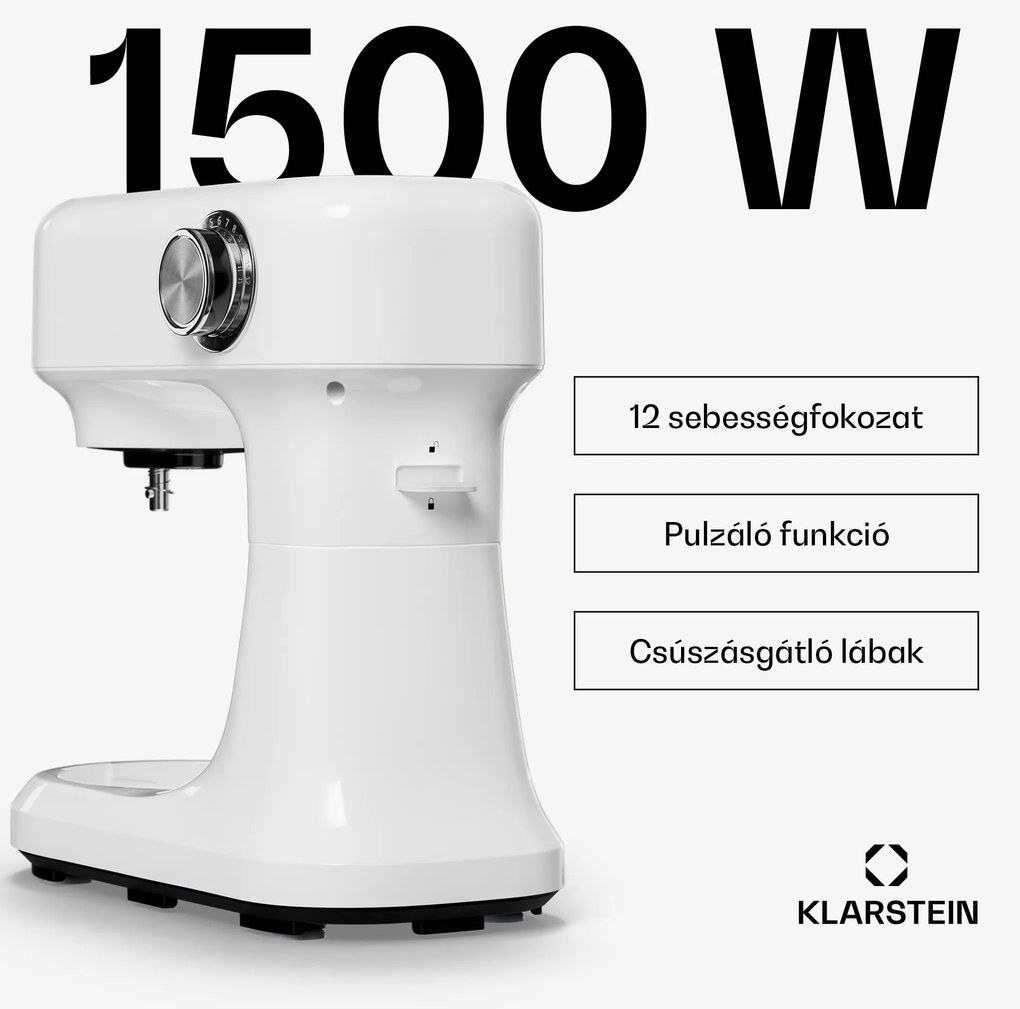Klarstein Bella Evo konyhai robotgép | Planetáris keverőrendszer | 3 keverőfej | 1500 W | 5 l