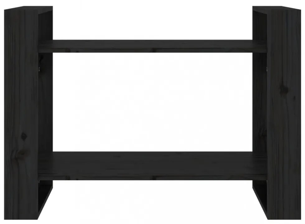 fekete tömör fenyőfa könyvszekrény/térelválasztó 80x35x56,5 cm