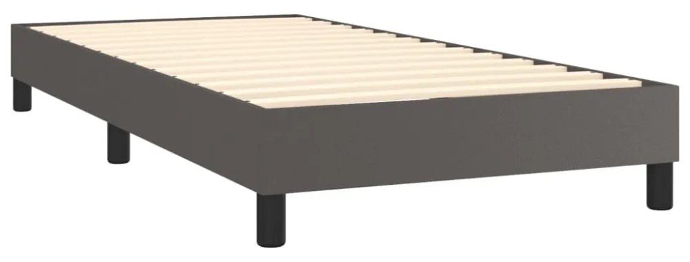 szürke műbőr rugós ágy matraccal és LED-del 90x190 cm