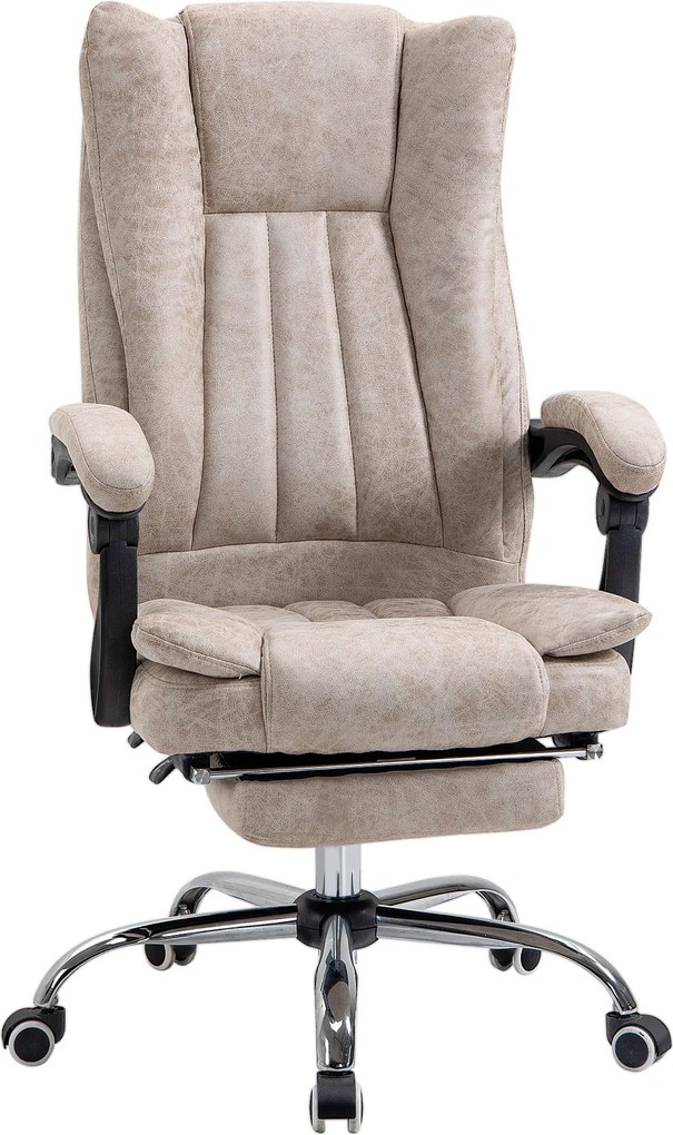 Vinsetto Irodai Forgószék Kényelmes Dönthető Lábpihenővel Magasságállítási Funkcióval Mikrofont Plastic Fém Nylon Beige+Fekete+Ezüst 63 x 71 x 110-118